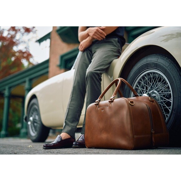 Satchel & Page Weekender Bag Italian Leather Travel MSRP $685 - Picture 8 of 11